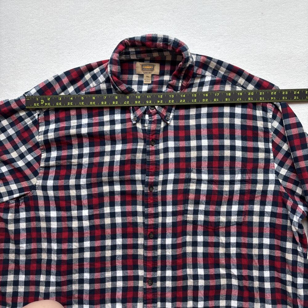 The Foundry Supply Co Men 3XL Long Sleeve Red Plaid Shirt Super Soft 100% Cotton - Picture 9 of 14